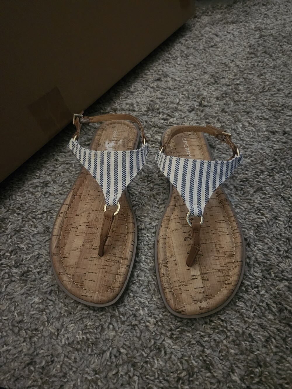 Sperry Riva T Bar Sandal Navy Stripe